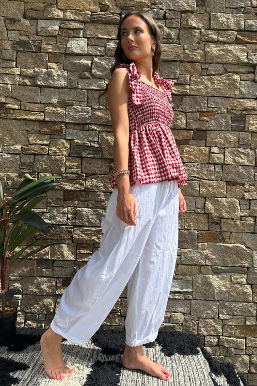 Nonni Gingham Bandeau Cami Sangria